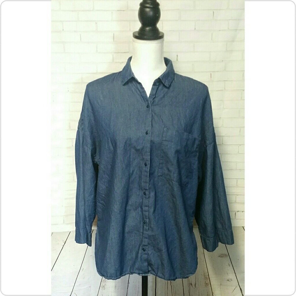 Zara Trafaluc Collection Denim Top Buttom Down L